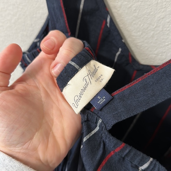 Universal Thread Sleeveless Striped Jumpsuit Navy Blue/Red/White Small - Picture 9 of 16